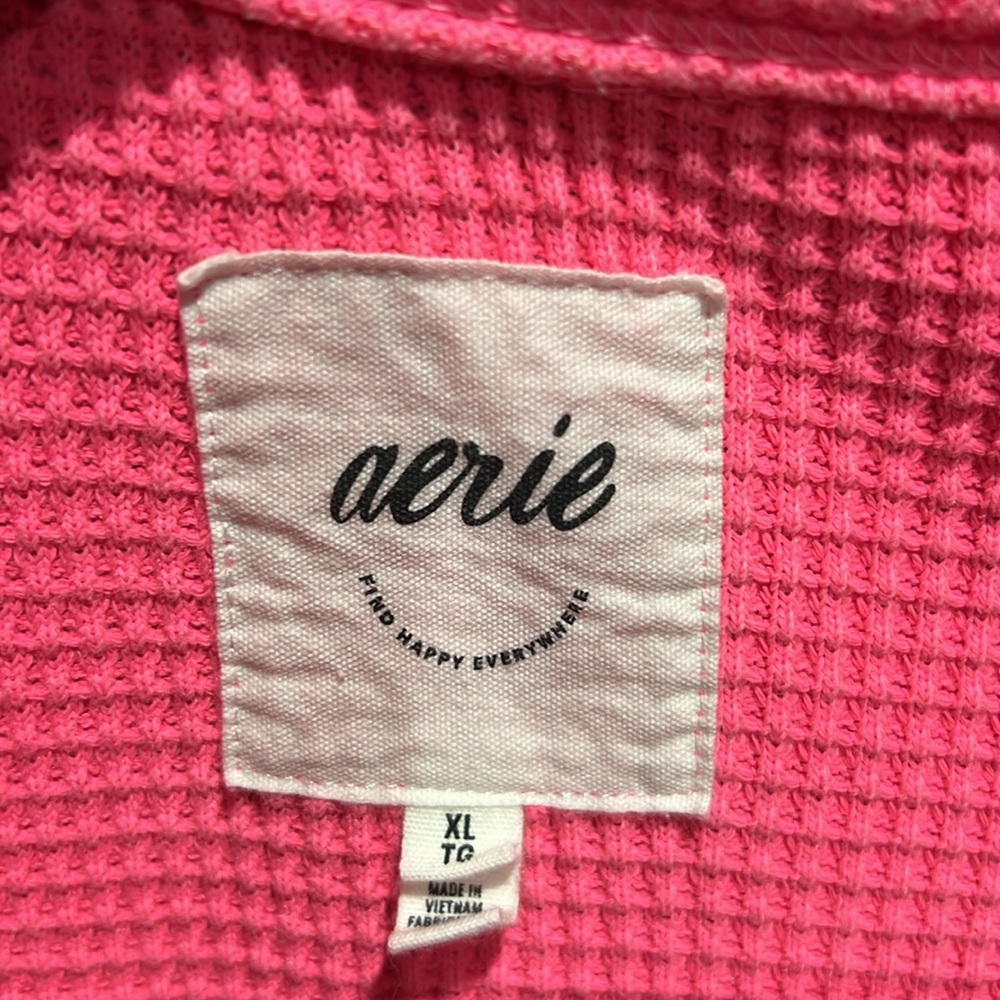 Aerie Vibrant Pink Waffle Knit Cardigan - Picture 2 of 3